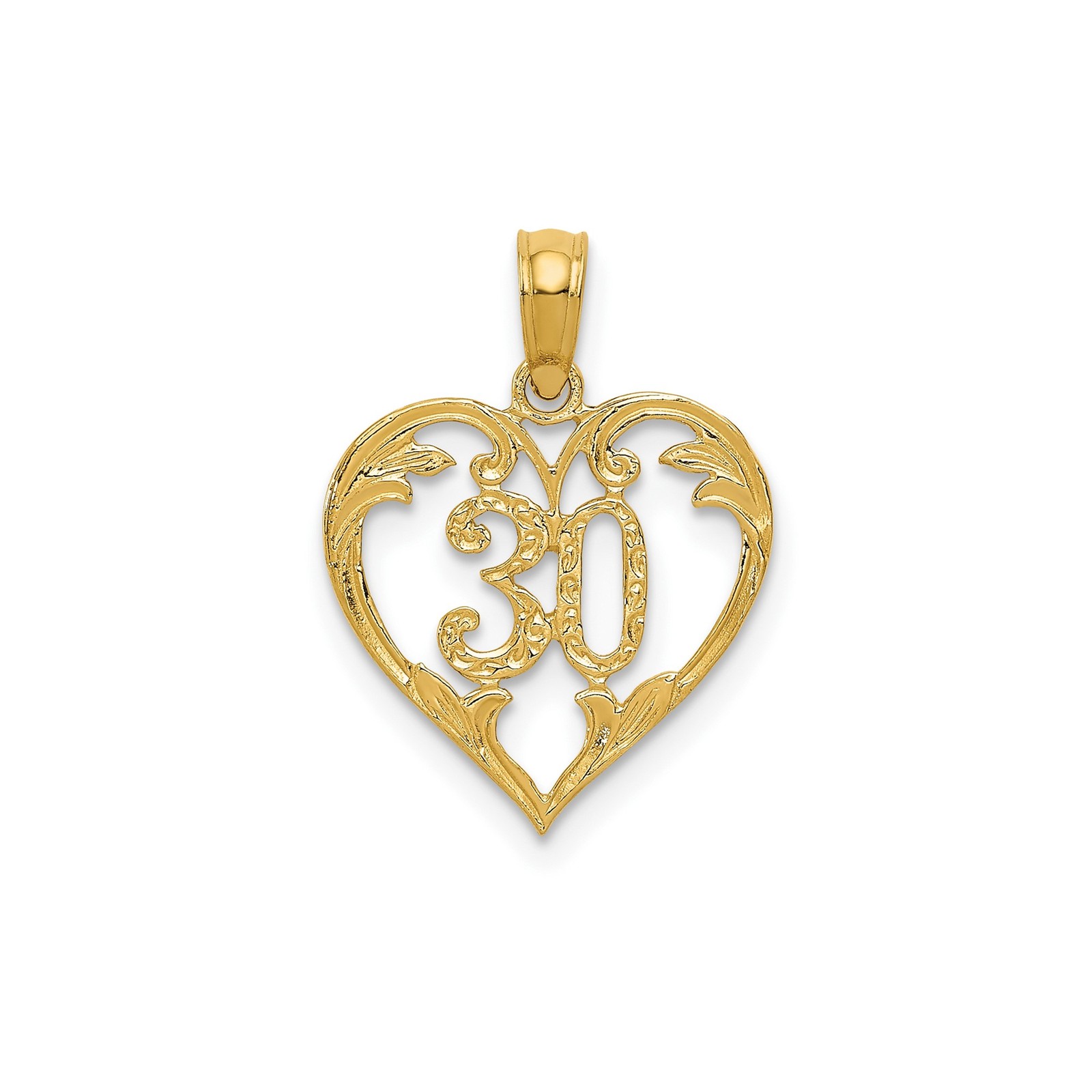 14k Yellow Gold Heart Pendant Filigree 30 Charm for Women Birthday Anniversary