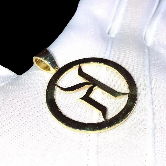 3Ct Round Cut Real Moissanite Custom Letter Men’s Pendant 14K Yellow Gold Plated