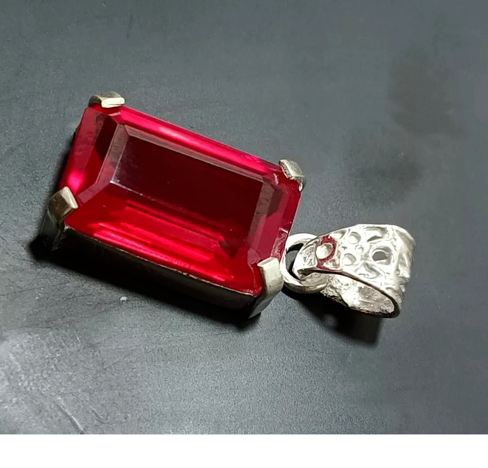 GIE Certified 42.68 Ct Natural RUBY 925 Solid Silver Pendant Loose Gemstone
