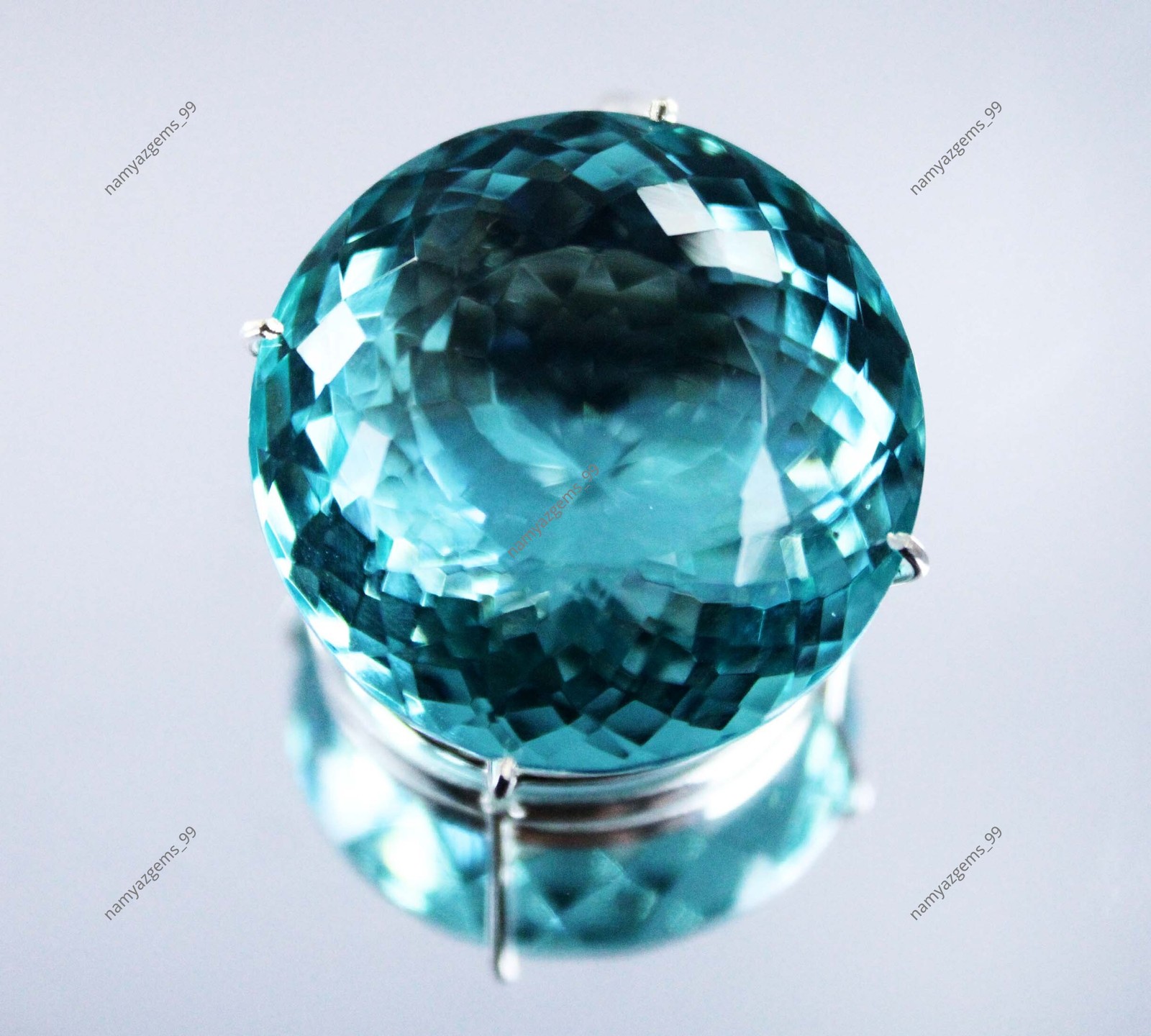 111.75 Ct Natural Aquamarine 925 Solid Silver Pendant Round Cut Gemstone
