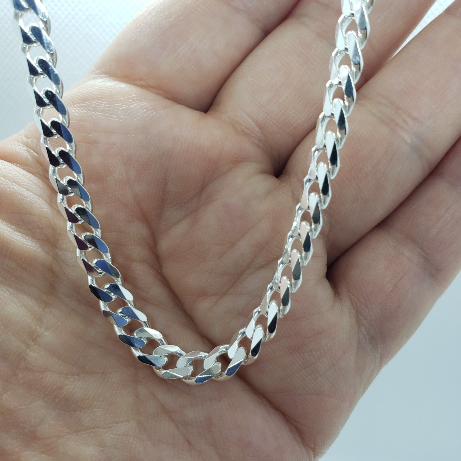 925 Sterling Silver 6mm Cuban Curb Link Chain Necklace Men Women Size 16″~40″