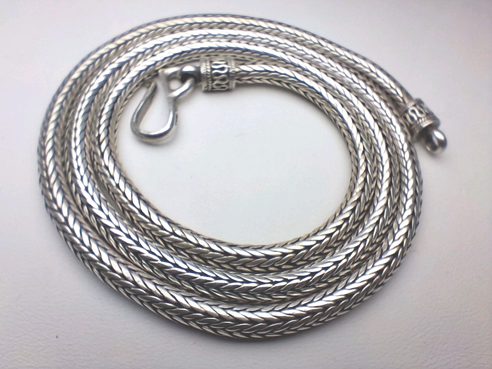 Solid .925 Sterling Silver Necklace 4mm Foxtail Link Chain 56g 23.75 Inches