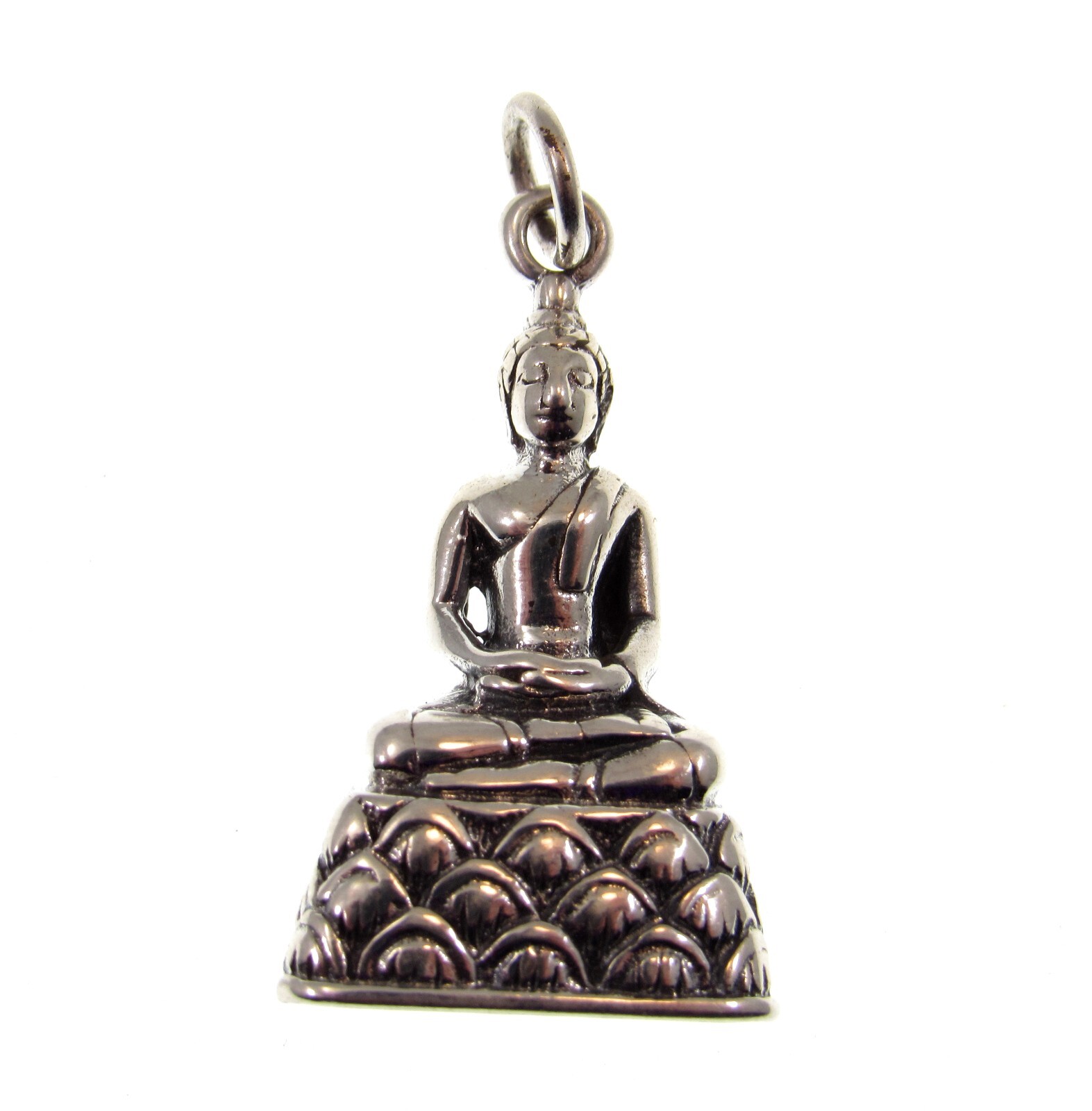 Solid 925 Sterling Silver Seated Praying Buddha Pendant – Spiritual Yoga Jewelry