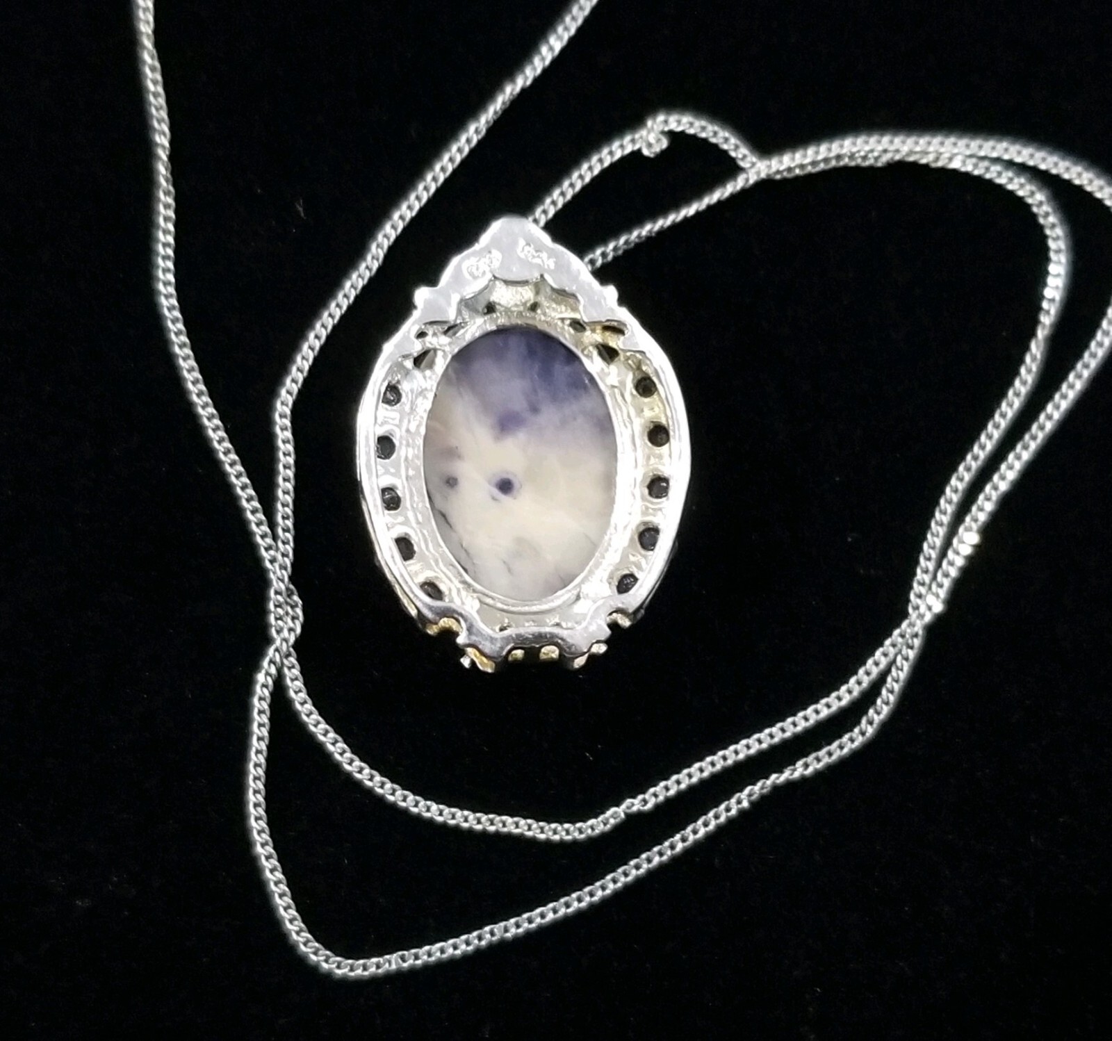 STS Sterling Silver Multiple Amethyst & Gemstone Pendant Necklace 925 10 Inches