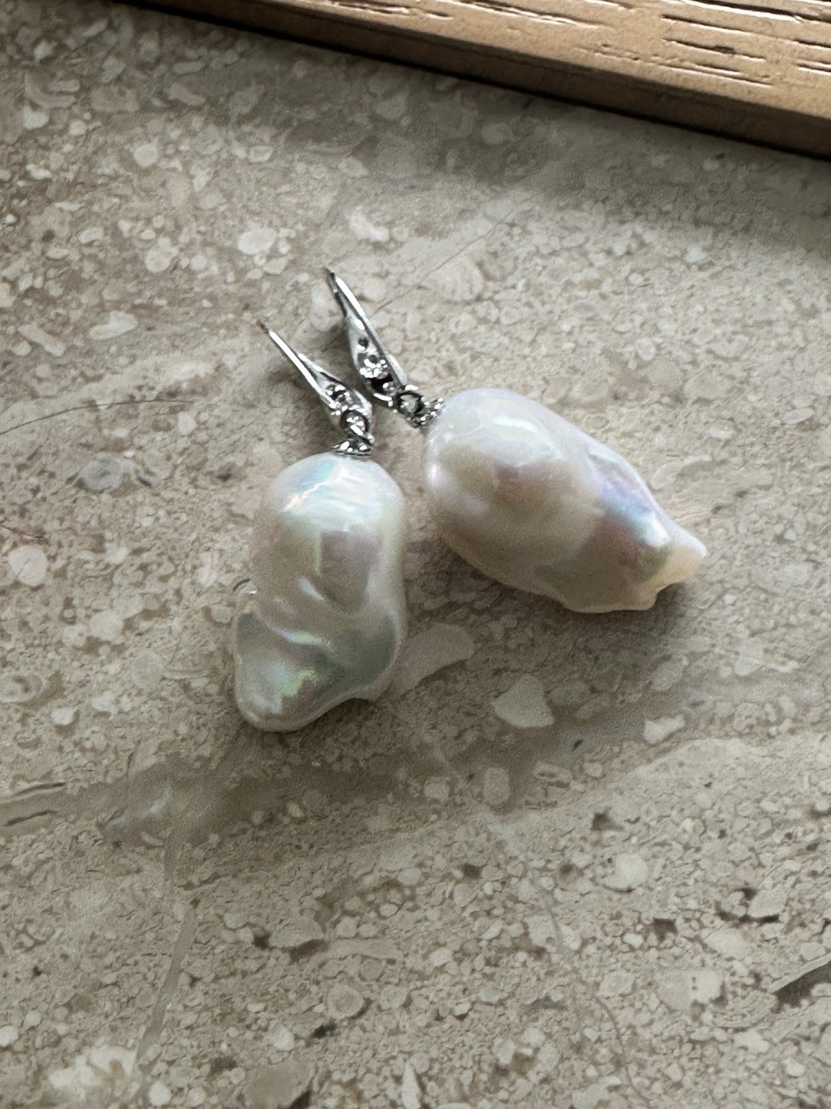 Natural White Baroque Freshwater Pearl Earrings Cultured Pearl Dangle Gift