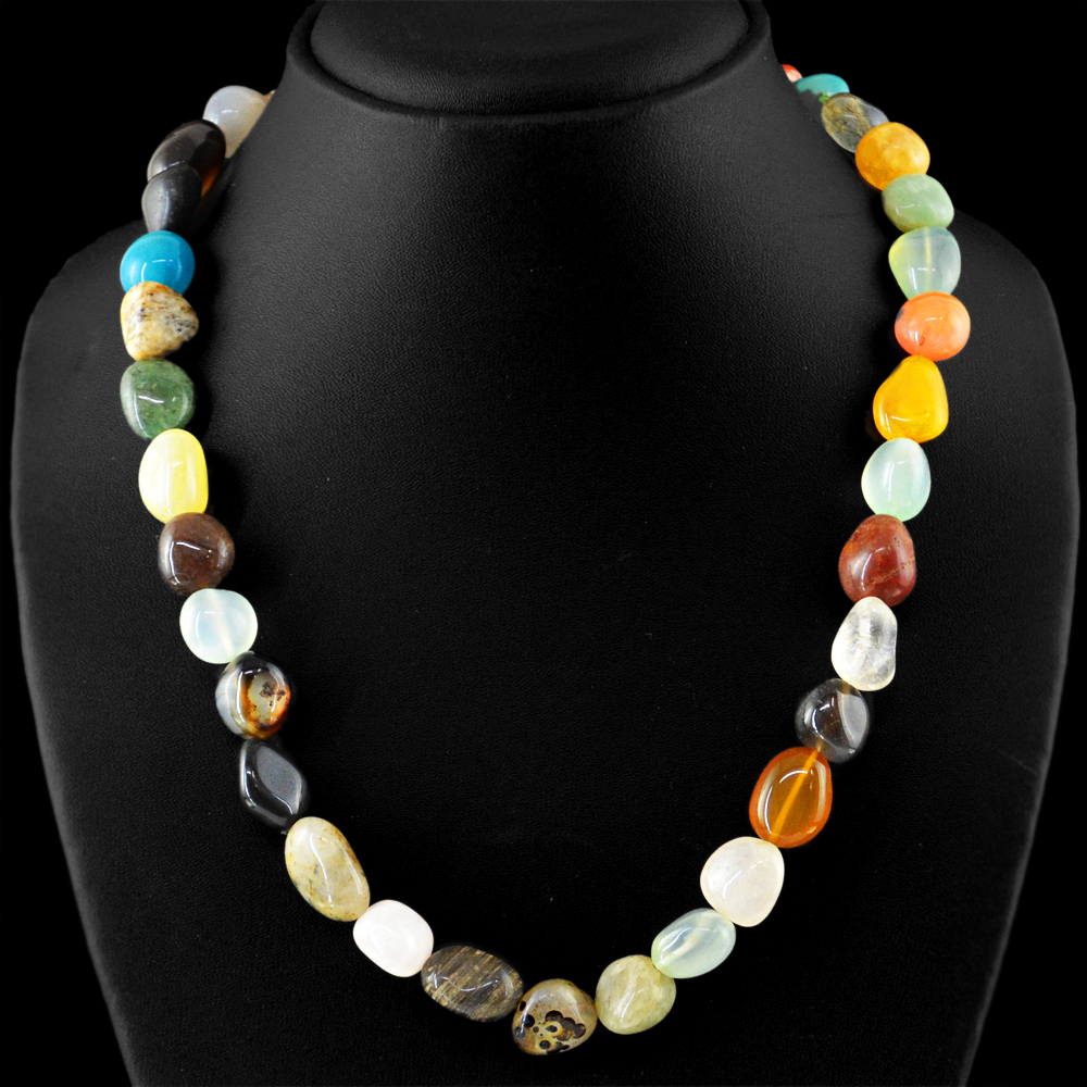 459.50 Cts Earth Mined Multicolor Multi Gemstones Beads Single Strand Necklace
