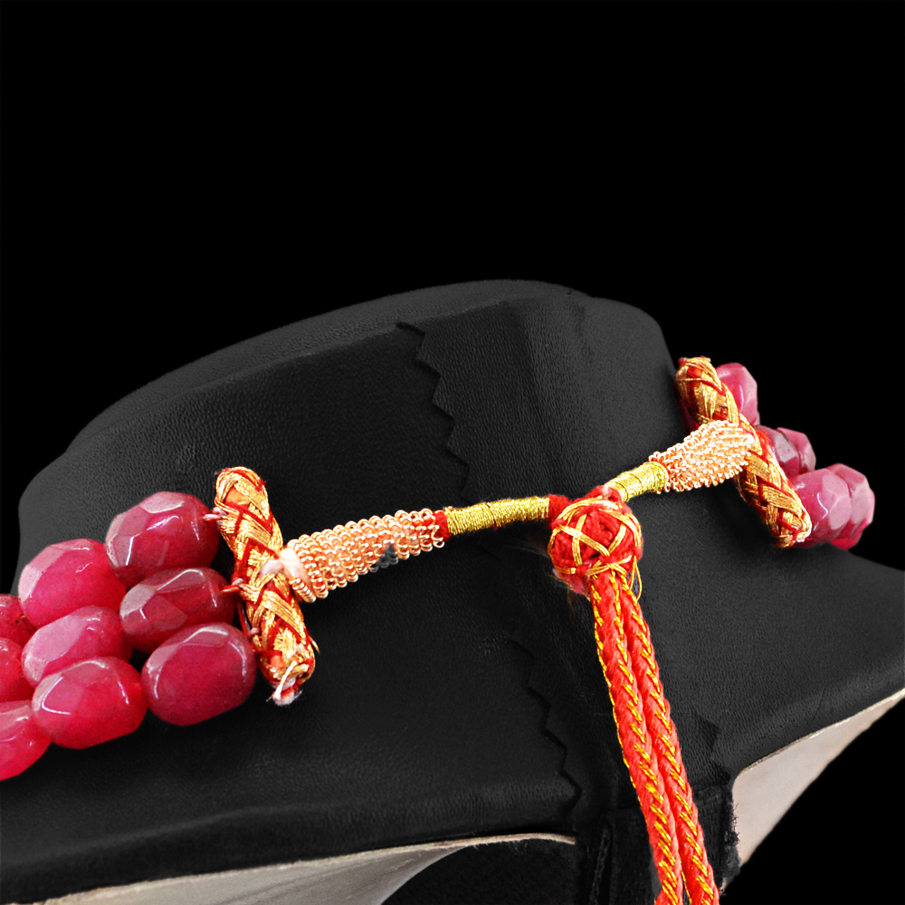 841.00 CTS EARTH MINED ENHANCED RUBY OVAL SHAPE FACETED BEADS NECKLACE (RS)