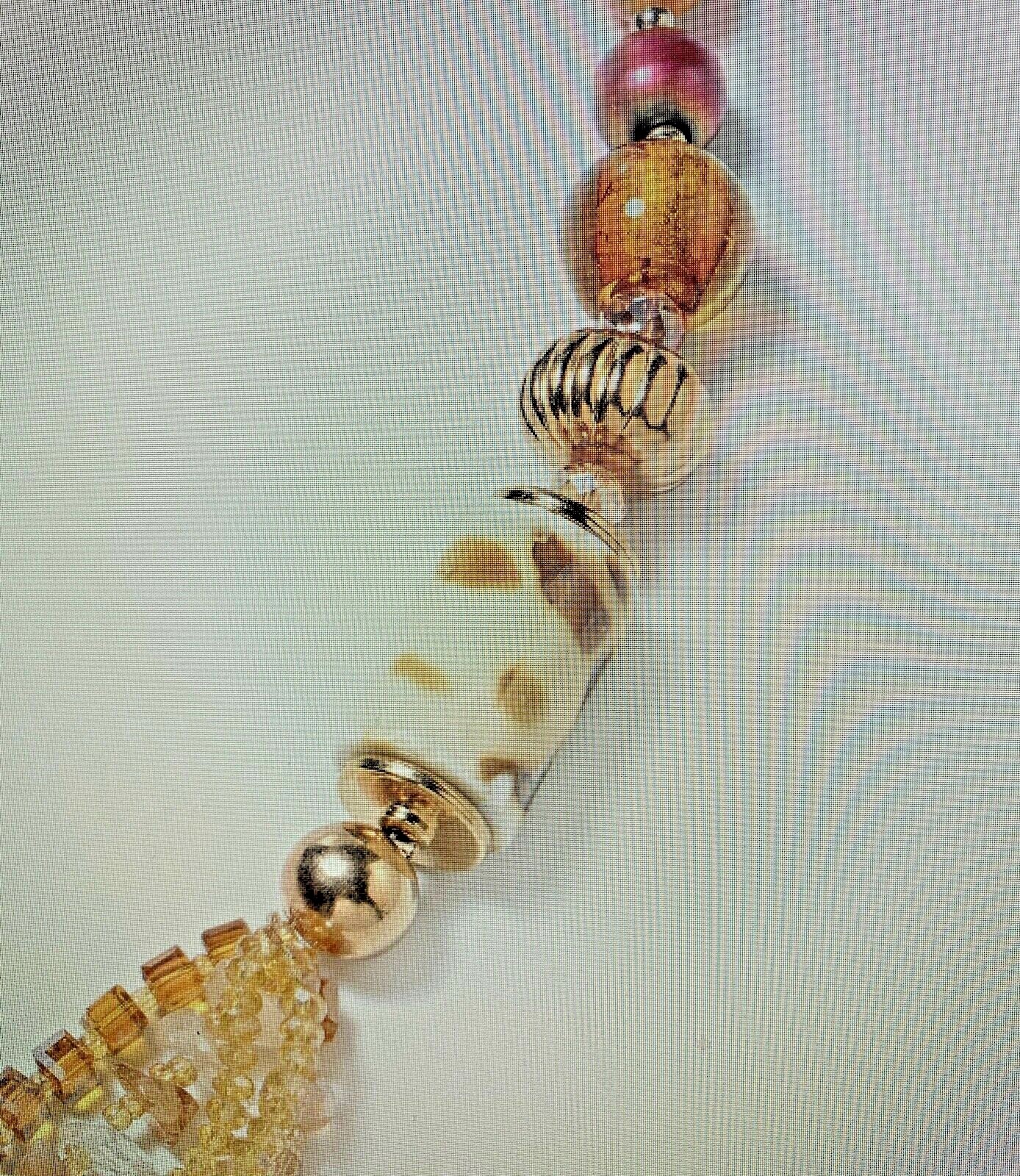 200 CTW Brazilian Citrine yellow Quartzite Beaded necklace 30 to 32 in Goldtone