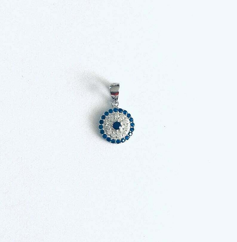 925 Sterling Silver Evil Eye Pendant,Evil Eye Charm / 925 Plata Dije Ojo -ESN18