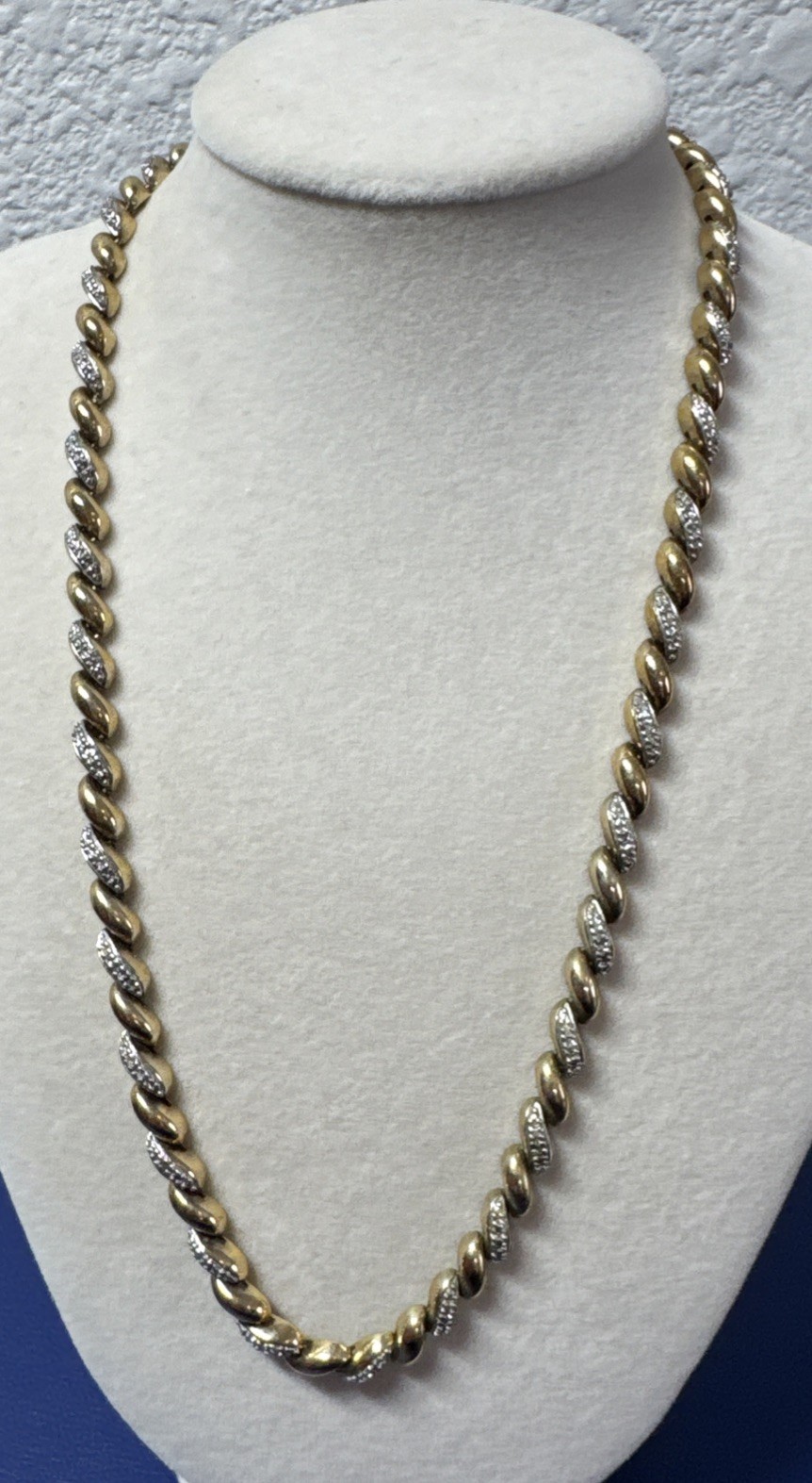 Braided Design Two-Tone w/ Gold Finish Sterling Silver Chain 17in 28.84 grams