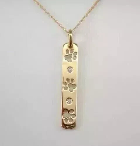 1 CT Round Cut Lab Created Diamond Paw Print Pendant in 14K Yellow Gold Plated