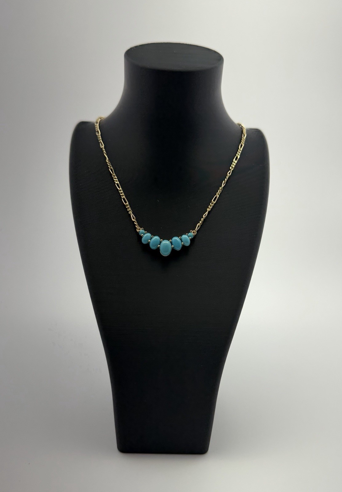 Sleeping Beauty Turquoise 18k Yellow Gold Over Sterling Silver 18″ Necklace
