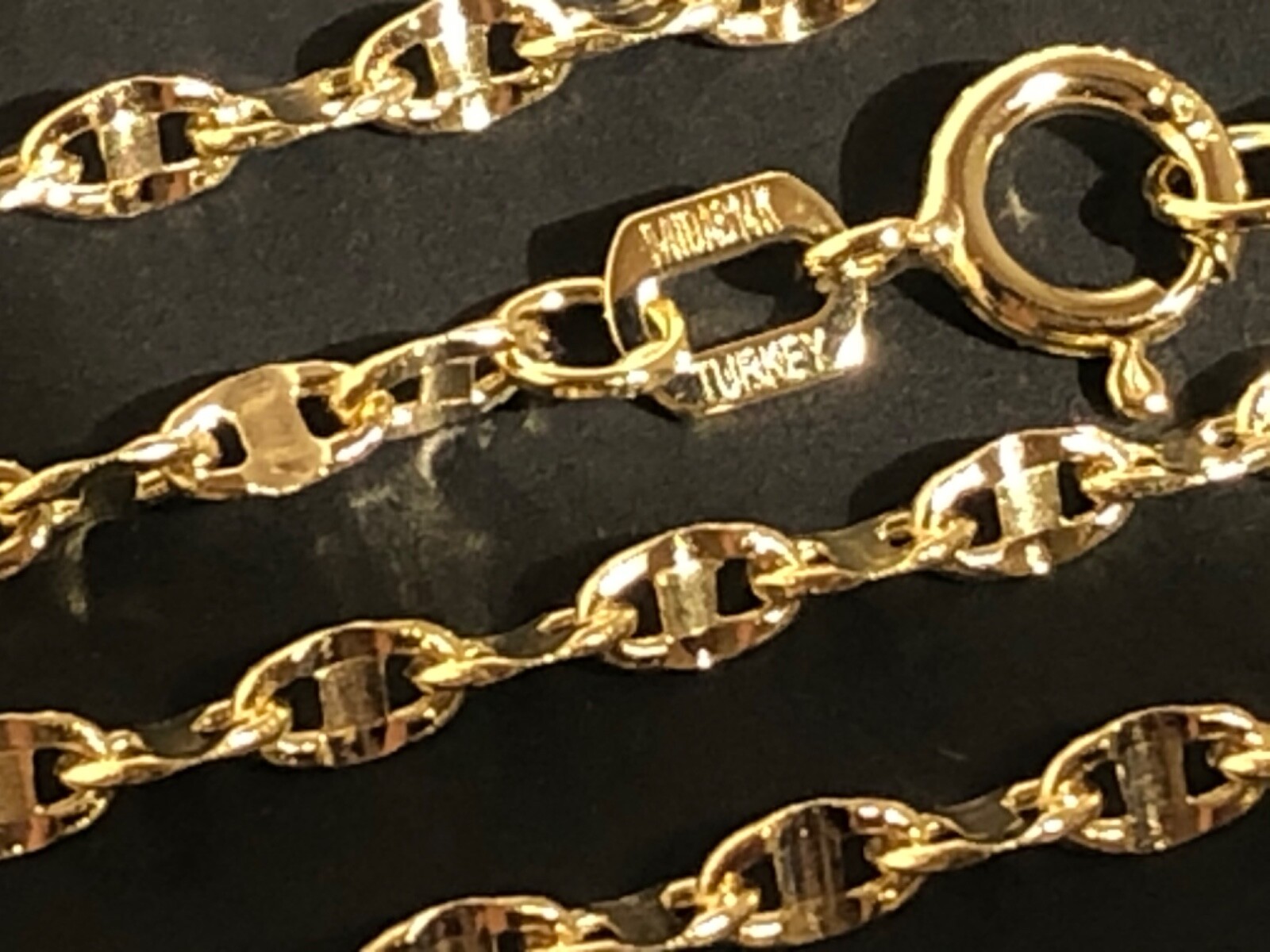 14 k Solid Yellow Gold 2.05mm Stamped Mariner Chain Necklace 16”,18”,20”,22”,24”