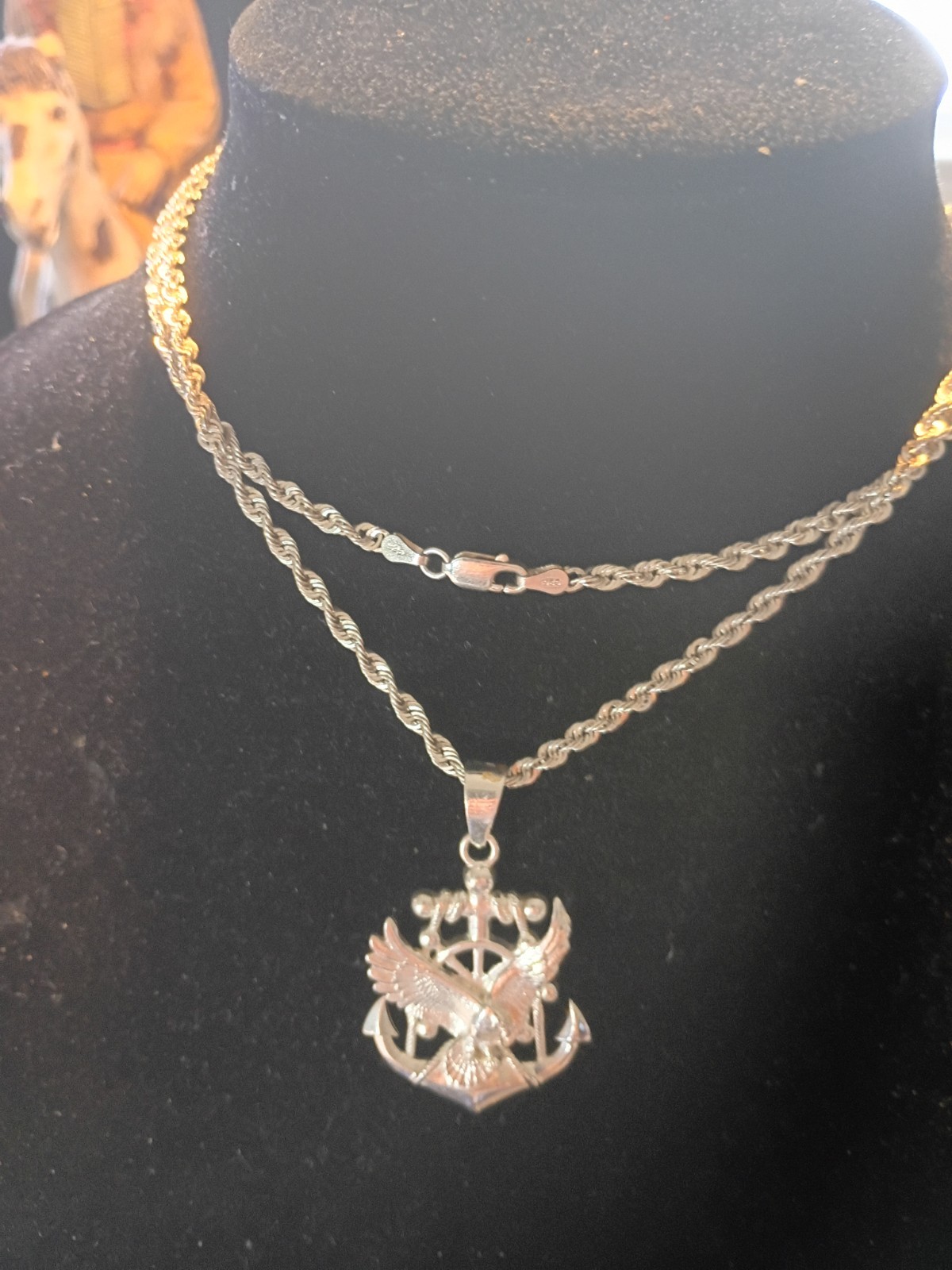 Anchor Silver Link Chain Textured Sterling 925 Marine Men’s Women’s Gift