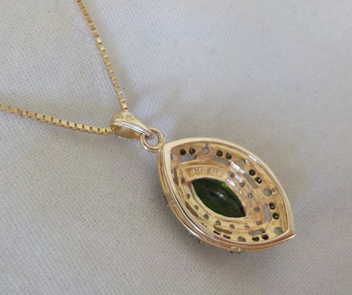 14K Yellow Gold Chrome Diopside Spinel Diamond Necklace – 3.90 gm, 21 in, 1.75ct