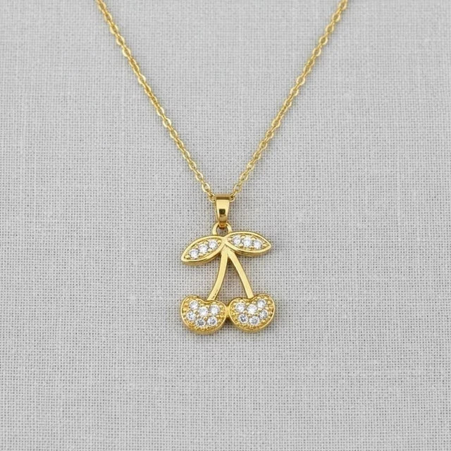 1.00Ct Round Cut Lab Created Diamond Cherry Pendant In 14k Yellow Gold Plated
