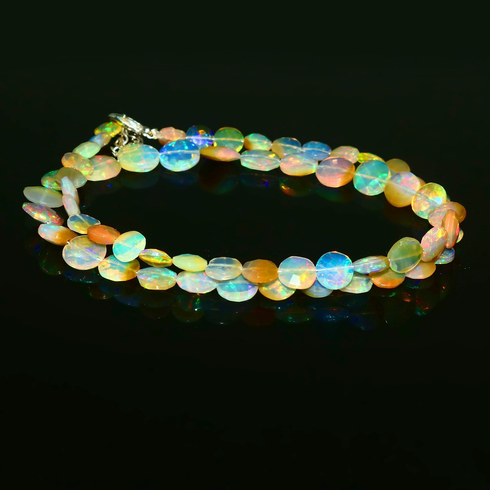 Natural Opal Beads Coin Opal Beads Multi-Color Opal Fire Opal Gift For Sister