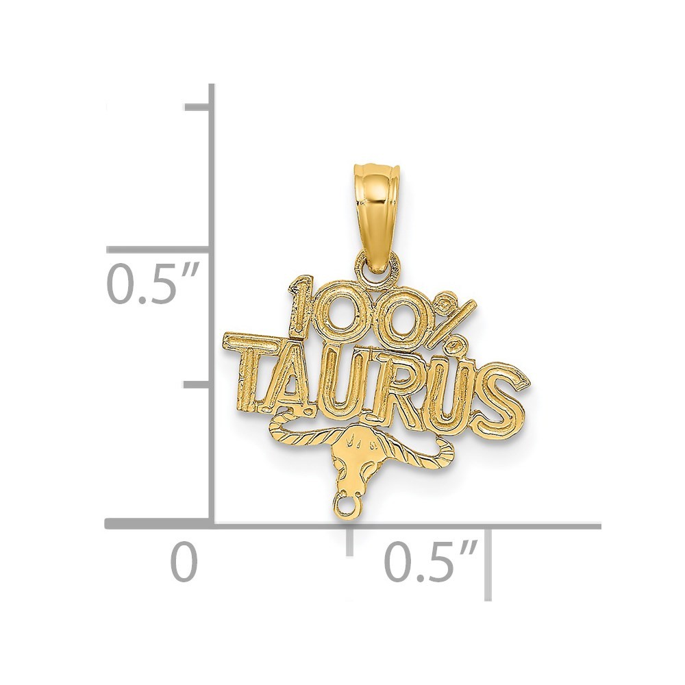 14K Yellow Gold 100% TAURUS Zodiac Charm Pendant L-15.65mm, W-14.8mm