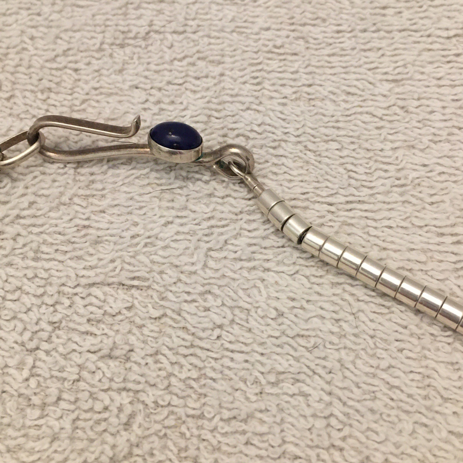 Christin Wolf Necklace Sterling Marked W/ Gemstone Hook Closure