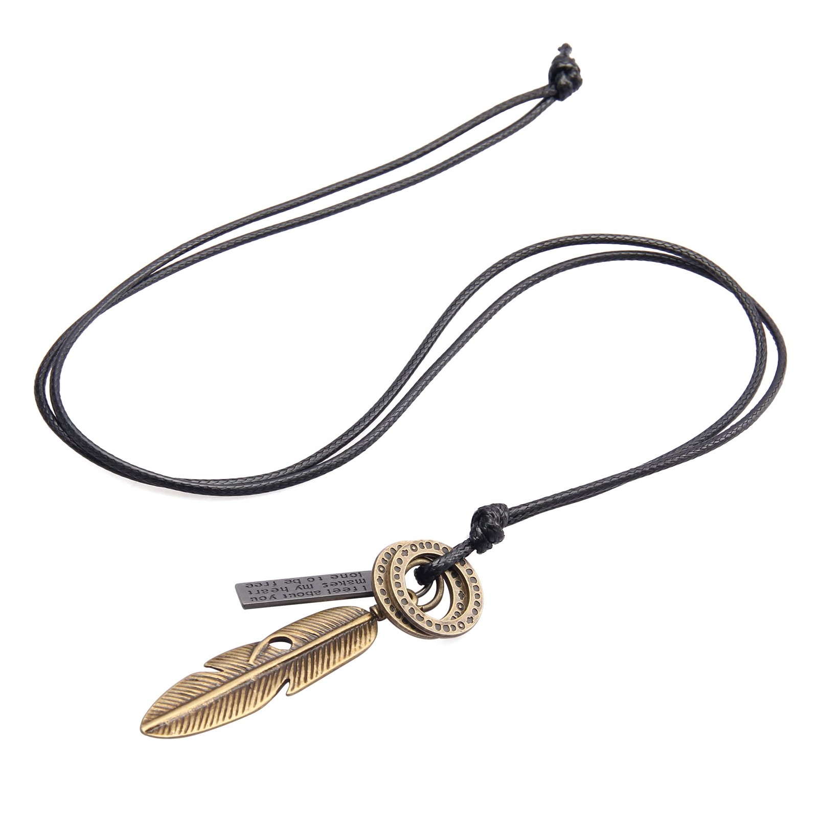 Leather Necklace for Women Boho Feather Choker Necklaces Mens Leather Necklace B