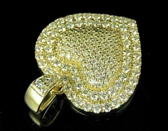 2CT Round Cut Lab Created Diamond Cluster Heart Pendant 14K Yellow Gold Plated