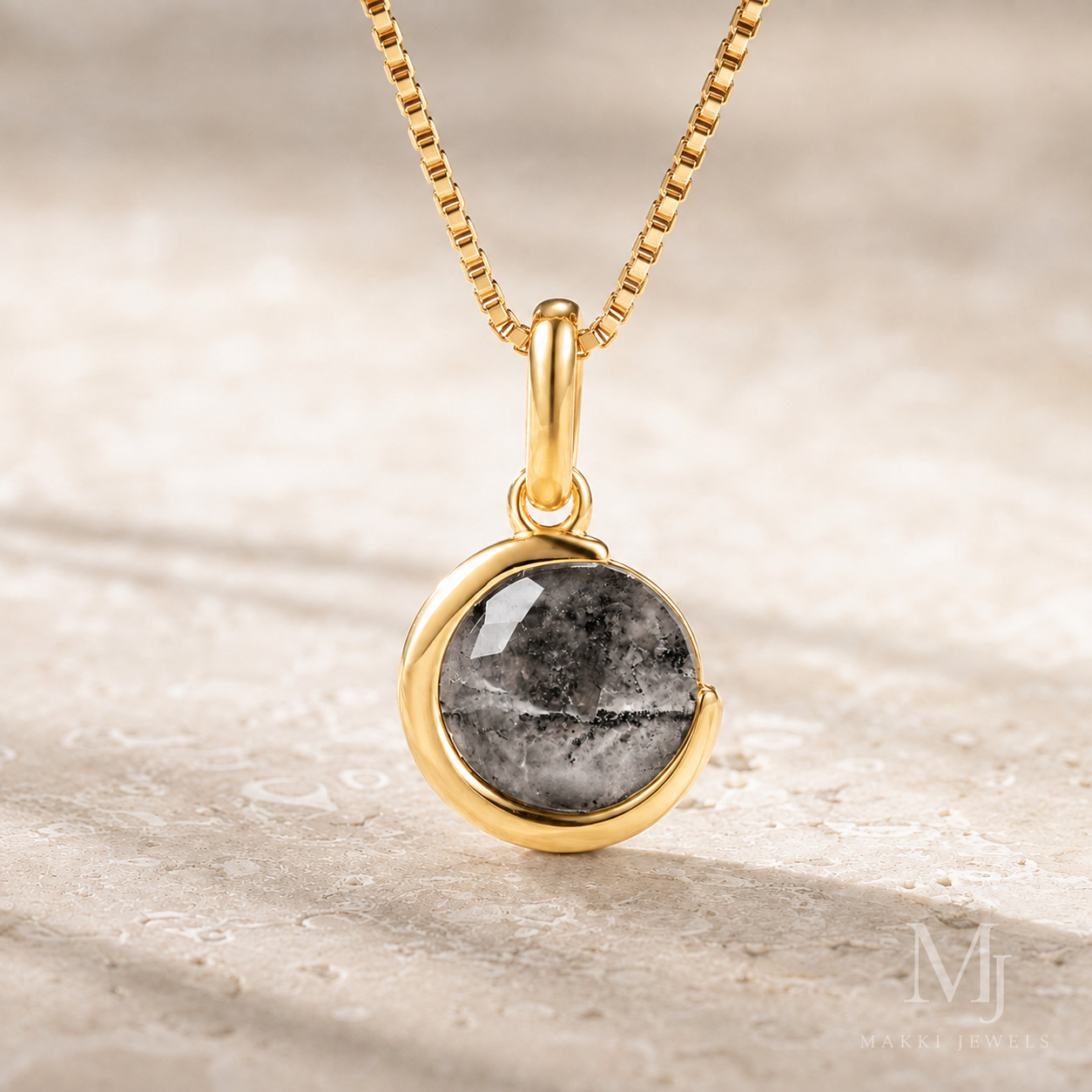 Crescent Moon Herkimer Diamond Necklace – Celestial Galaxy 925 Sterling Silver