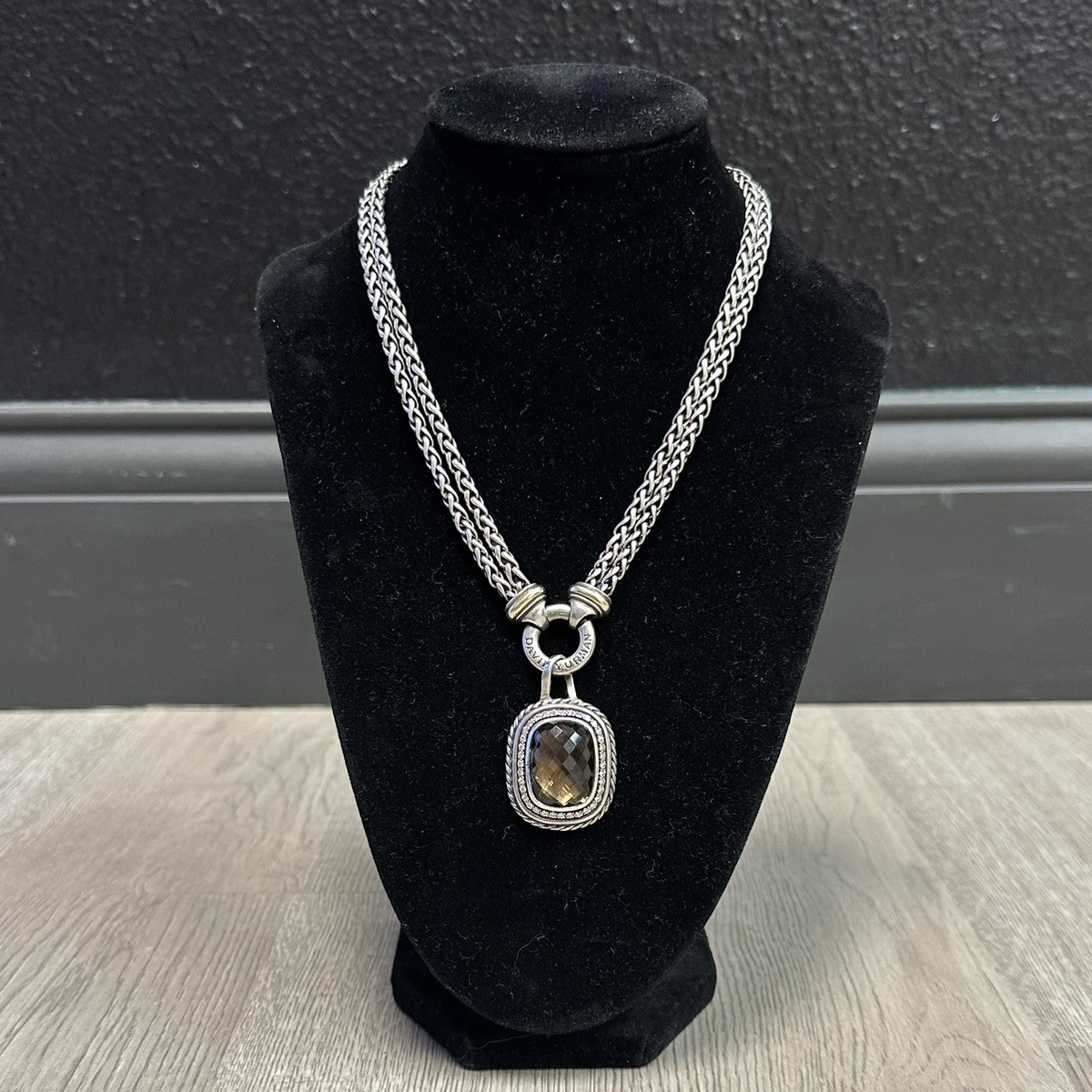 David Yurman Sterling & 18k Smoky Quartz & Diamond Albion Necklace (PAP007268)