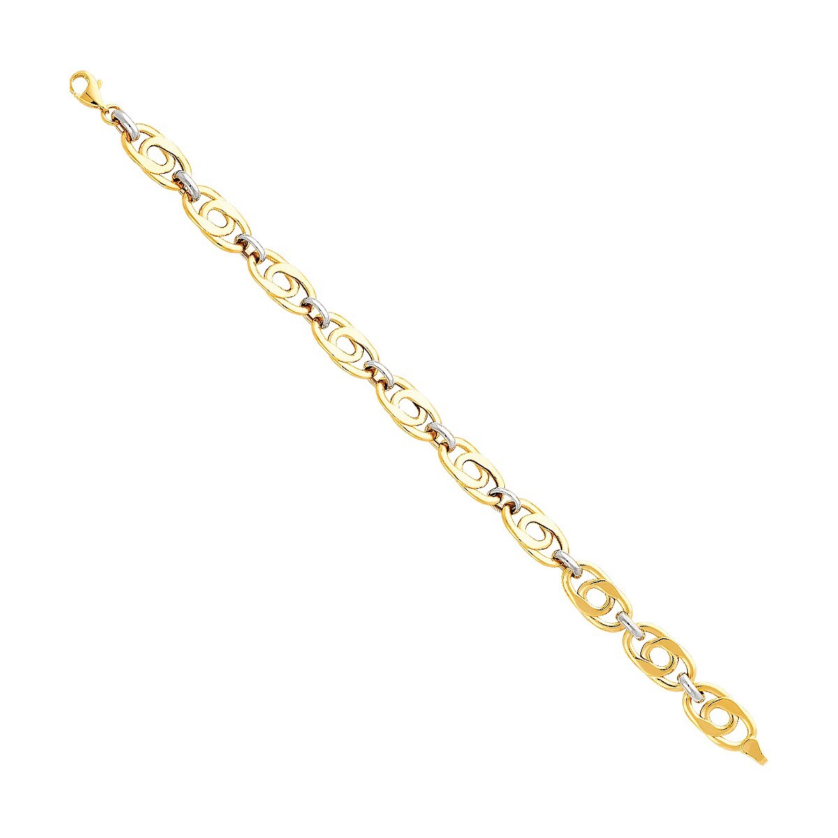 Gold 14K Two Tone Gold Light Fancy Hollow Bracelet – 7.5″