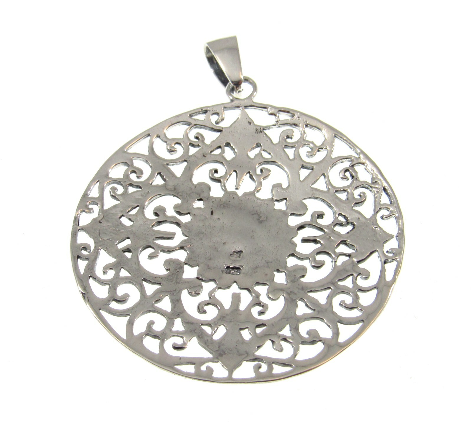 Large Handcrafted Solid 925 Sterling Silver FILIGREE FLOWER Pendant Medallion