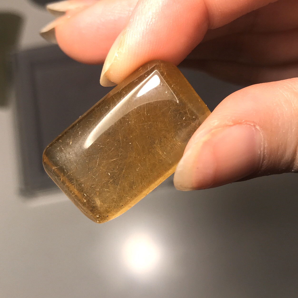 US SELLER Natural cushion Golden Rutilated Quartz Pendant Square Brazil Crystal