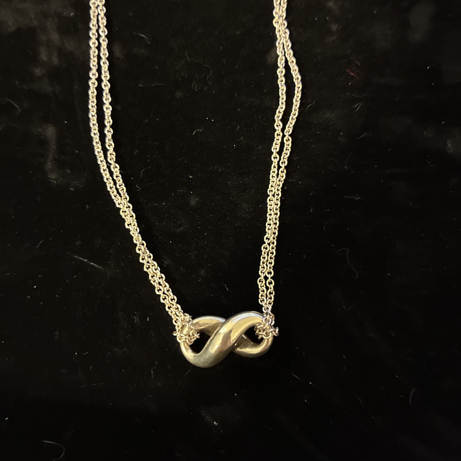 Tiffany & Co. Infinity Double Chain Necklace Sterling Silver 16″