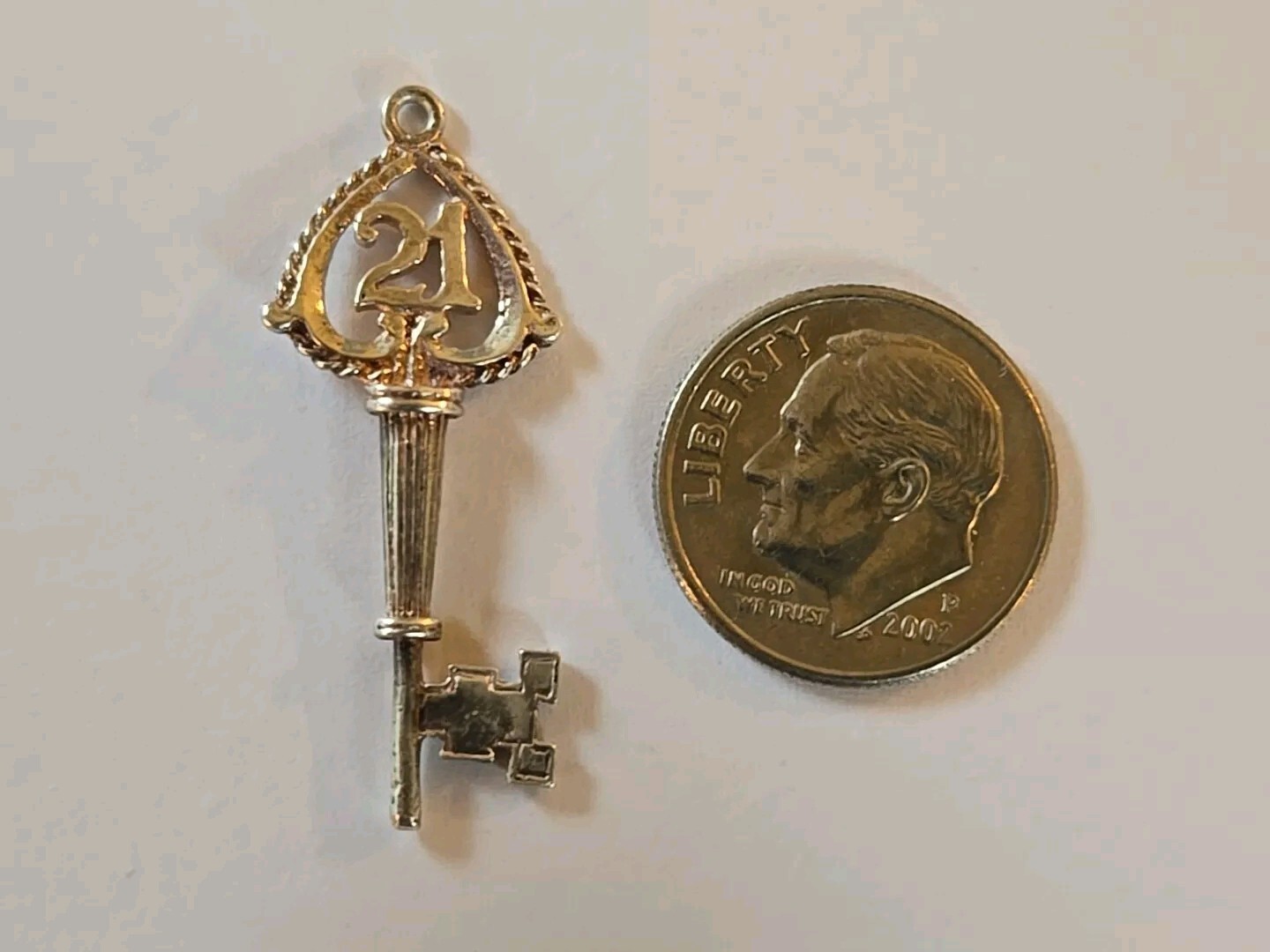 Sterling Silver ~ Key Charm ~ #21 ~ Pendant ~ BIRTHDAY~ ANNIVERSARY ~ VINTAGE!
