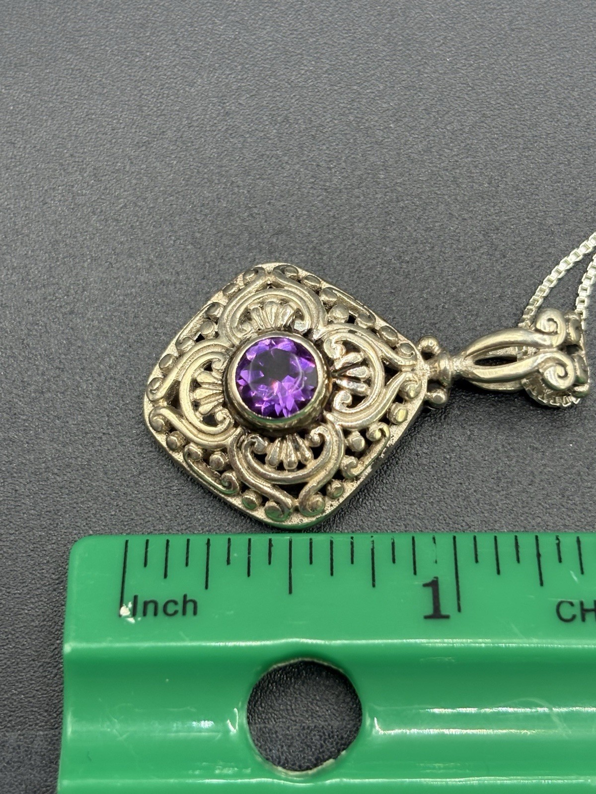 24″ Sterling Silver Amethyst Pendant 9 Grams 925 D7