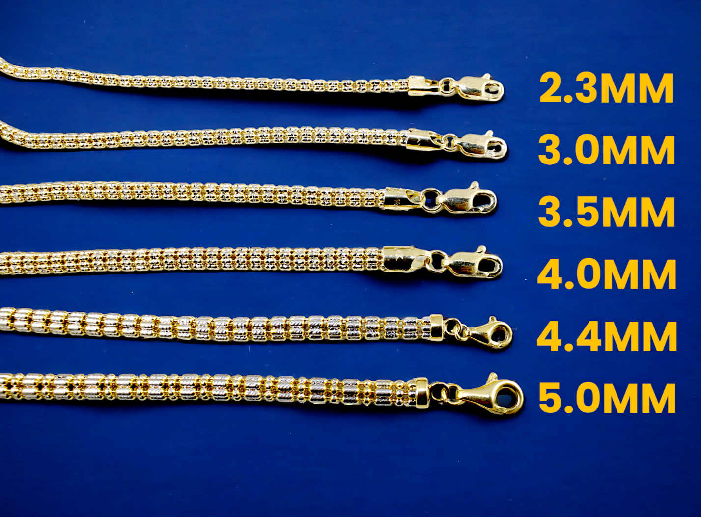 14K Yellow Gold SOLID Ice Link Pave Necklace Bracelet Chain Gold 2mm-5mm 7″-30″