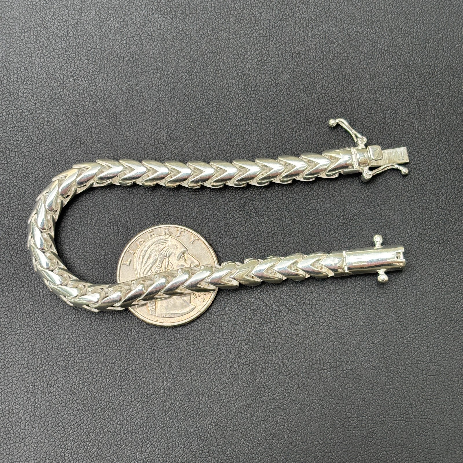 6mm Rounded Franco Link Bracelet – Real Solid 925 Sterling Silver MADE IN ITALY