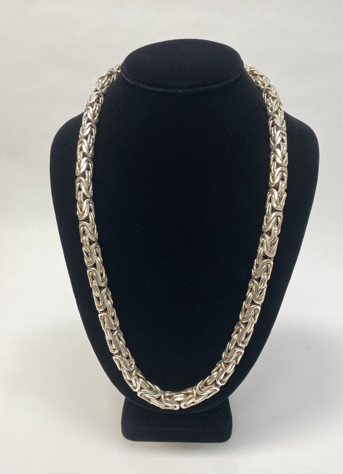 Men’s 9mm 24″ Byzantine Rope Chain Solid 925 Sterling Silver Hook Clasp 299.7g