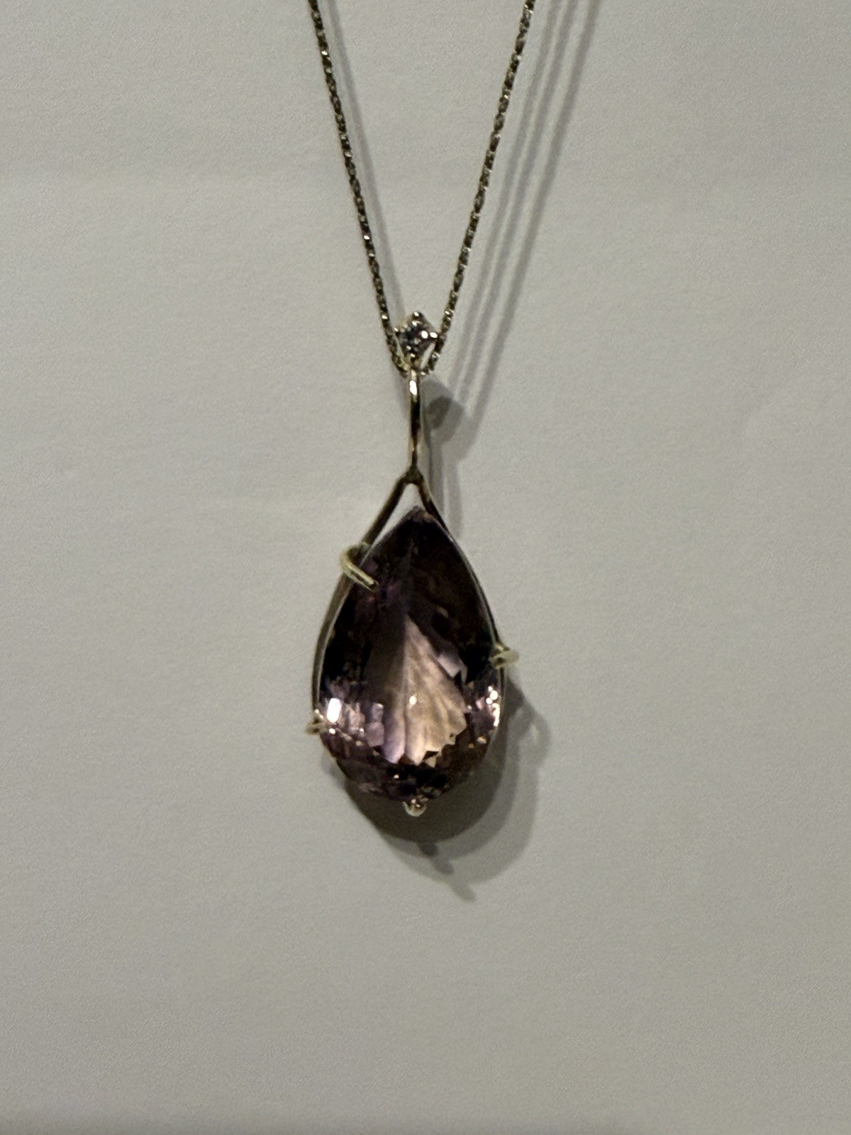 14k Yellow Gold 21.42 Carats bicolor Ametrine and diamond Pendant