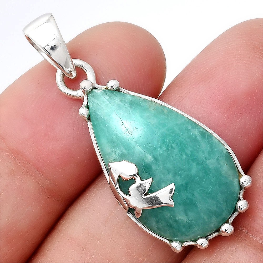 Natural Paraiba Amazonite 925 Sterling Silver Pendant Jewelry P-1698