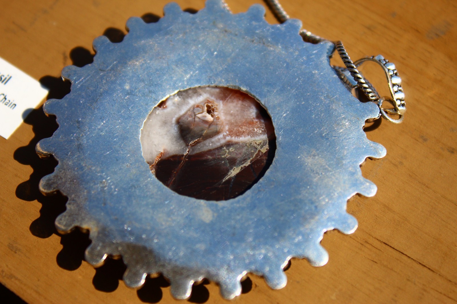 Mud Crack Fossil set in German Silver Necklace