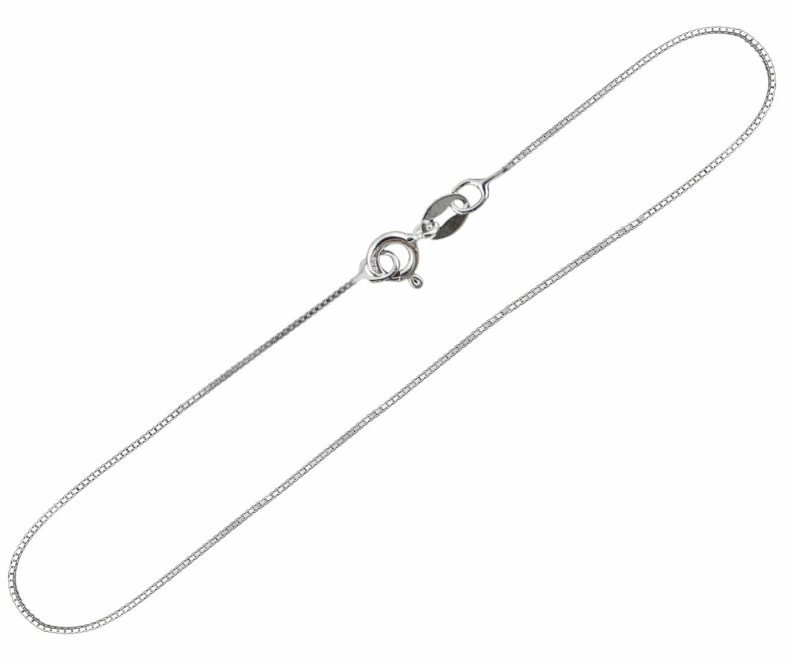 0.9mm Box Chain Necklace – 925 Sterling Silver – 16″ 18″ 20″ 22″ 24″ 30″ Italian