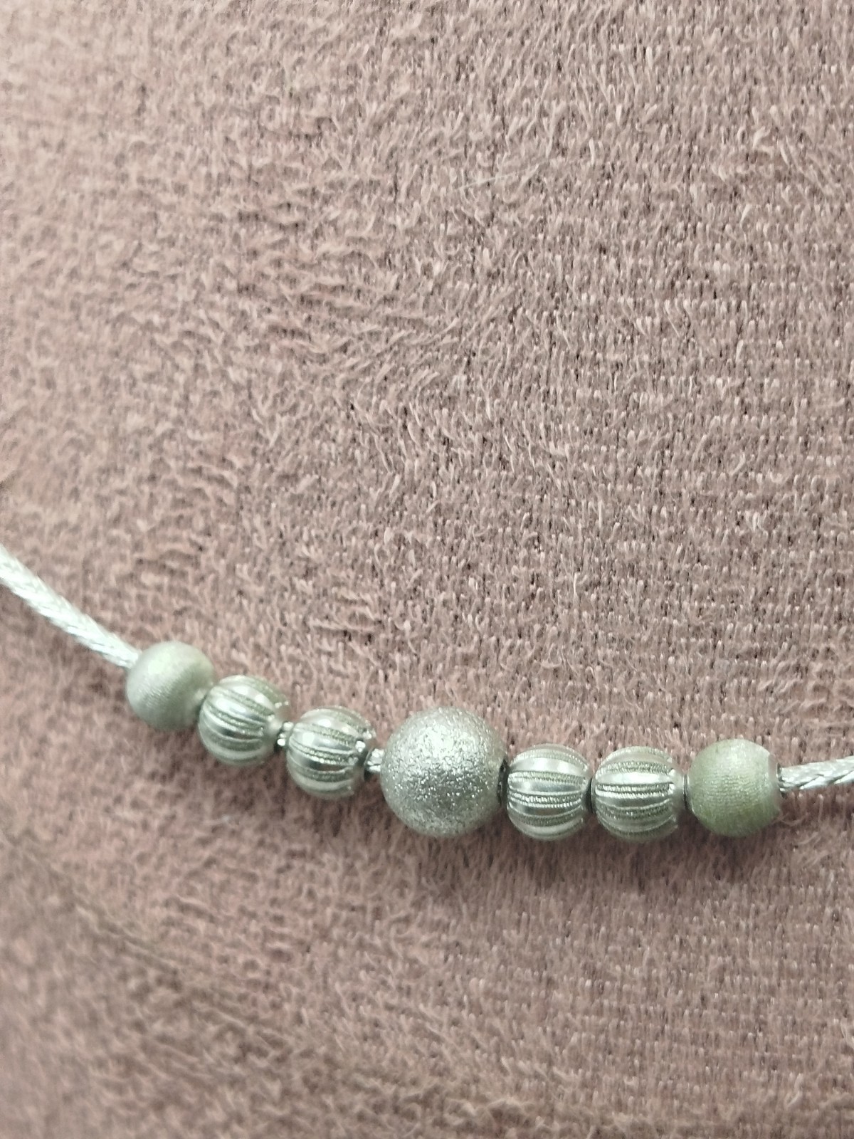Beautiful 925 Sterling Silver Collar Necklace 7 Silver Balls Made In India 44cm
