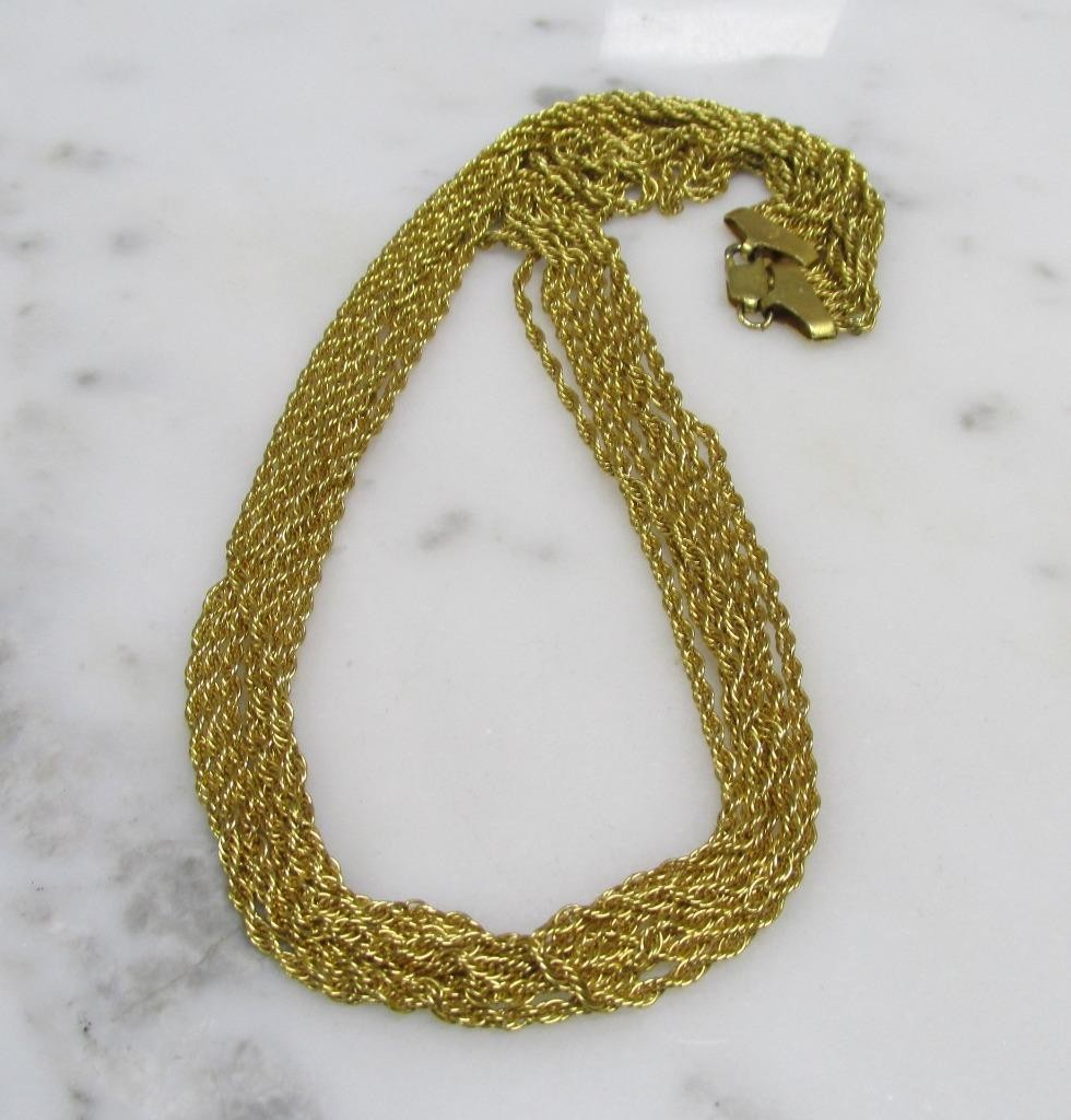 Gold Plated Sterling Silver 7 Strand Rope Chain Necklace 19.5″ ~ 41.7g ~ 9-D808