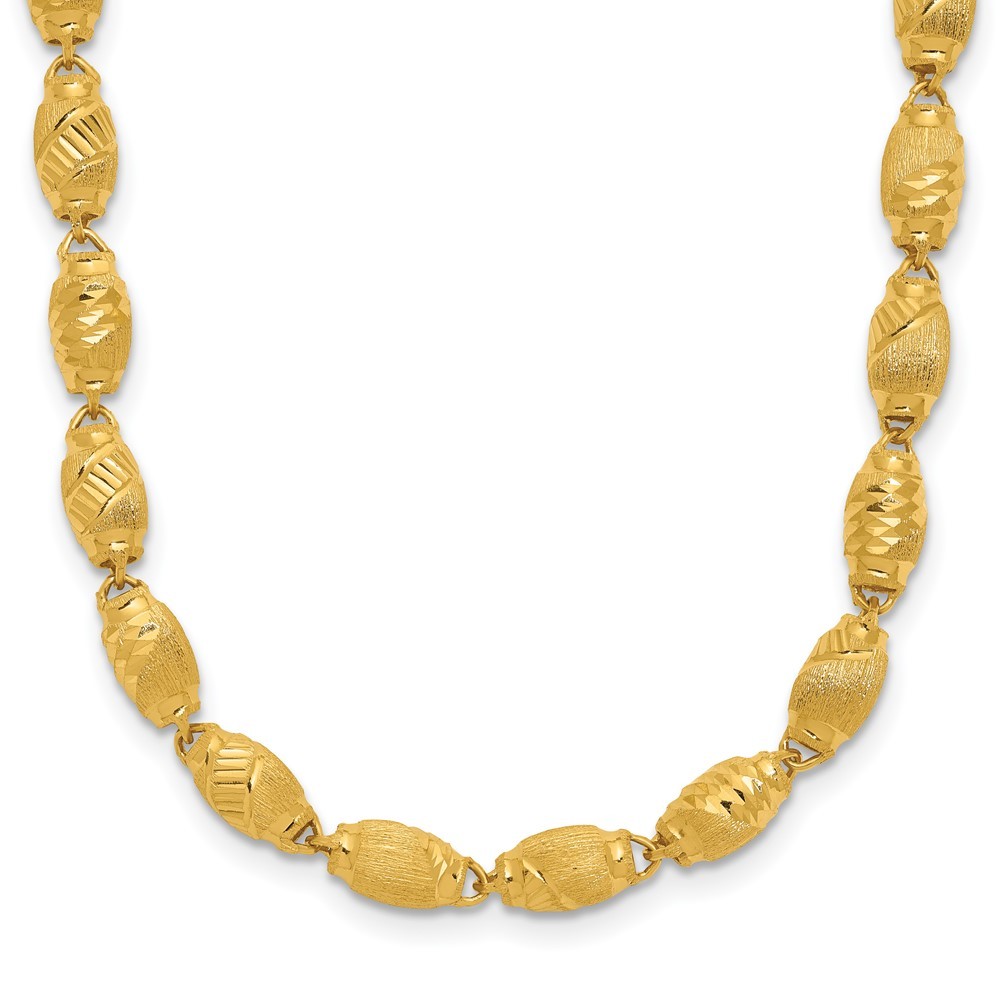 24k Yellow Gold Polished & Diamond-cut 4.5mm Beaded Necklace 18″ 13.87gm