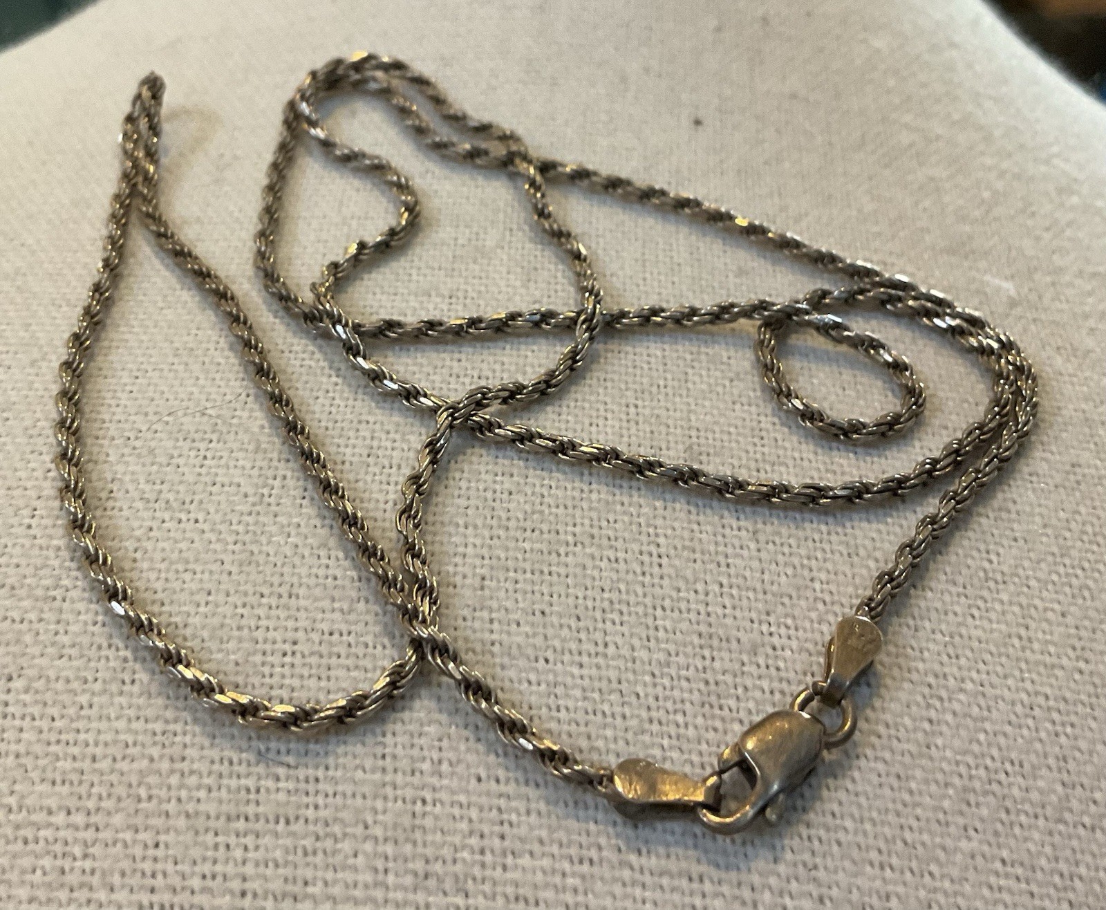 FAS Signed Italy Sterling Silver Twisted Rope Chain 7 Grams Necklace 24″