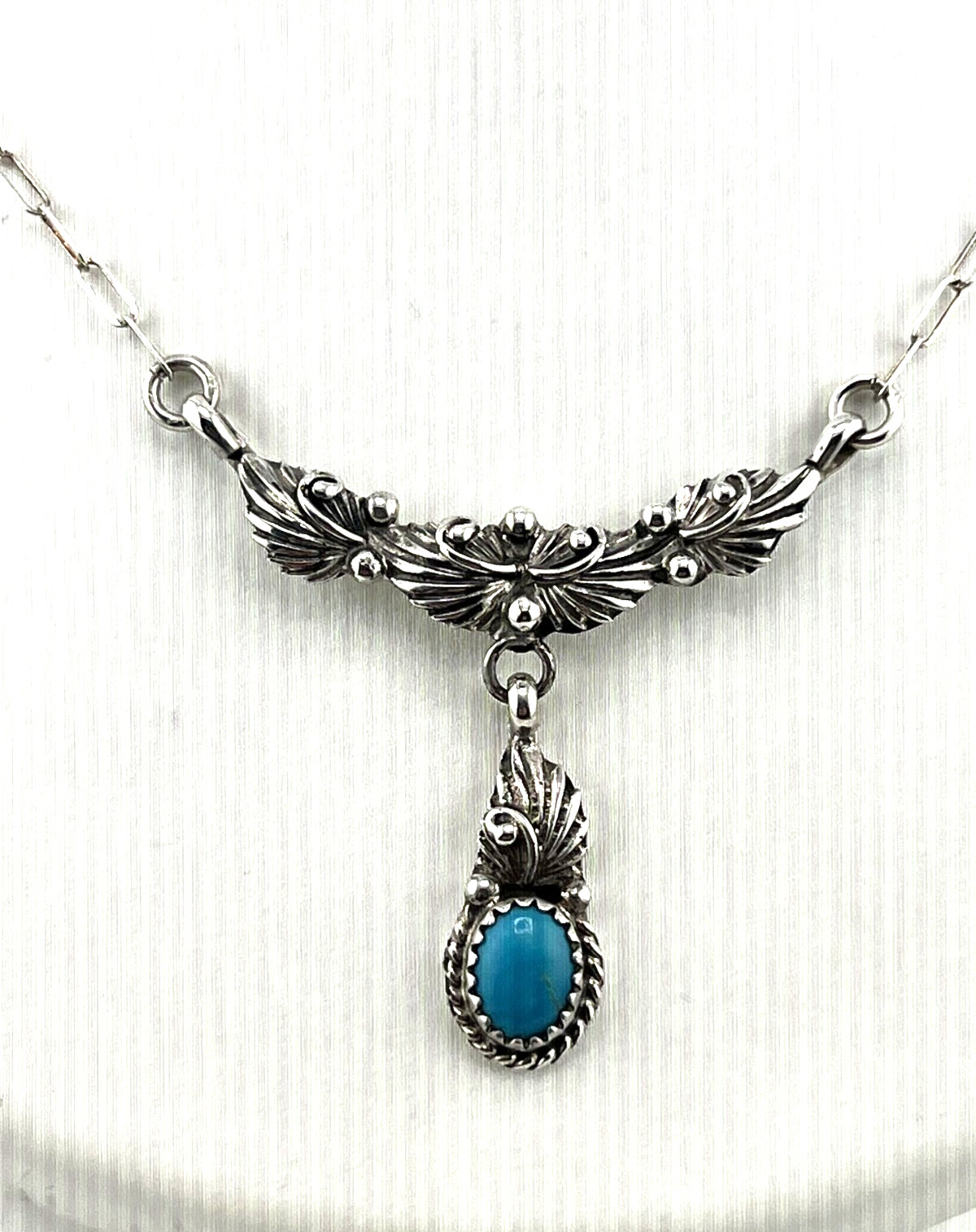 Southwestern Turquoise necklace 925 Sterling silver 18″ dainty lariat