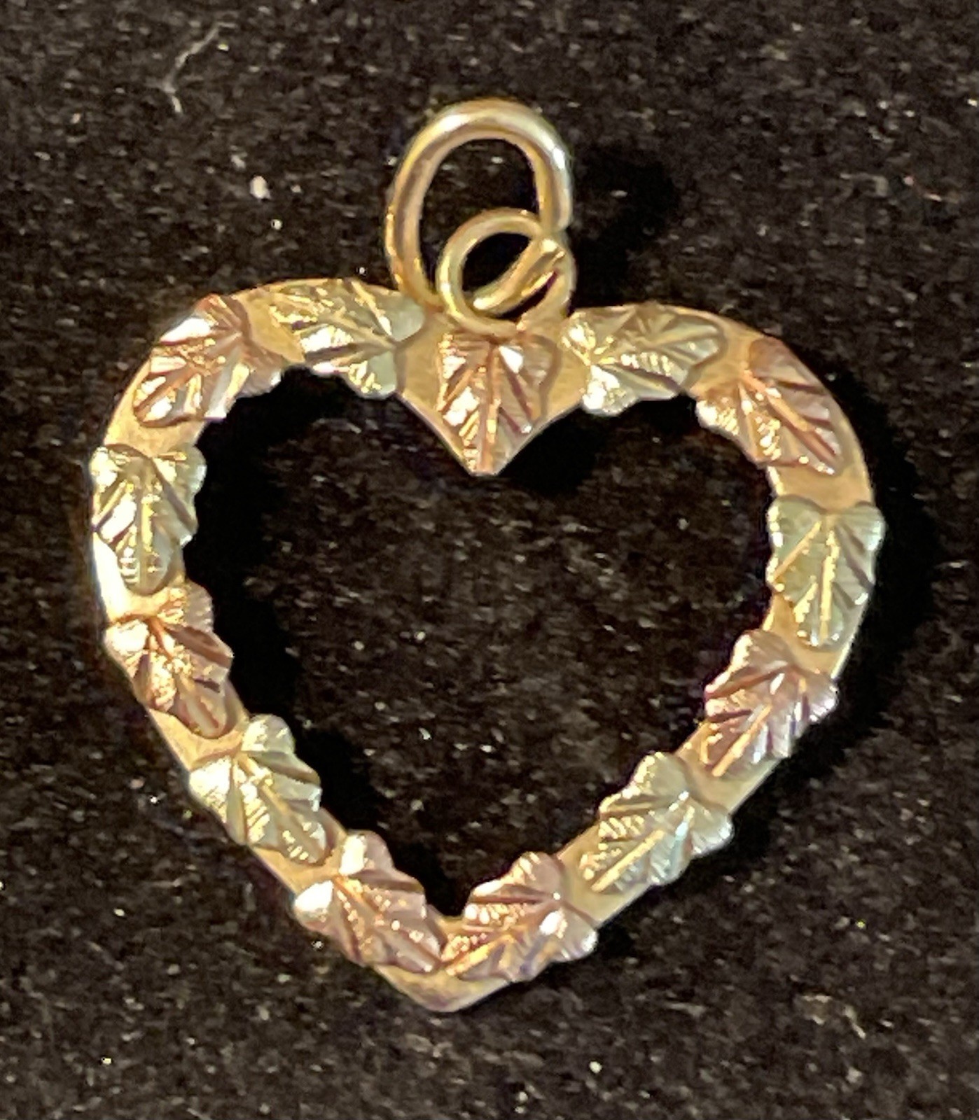 Black Hills Gold 10k Multi-Tone Gold Leaf Heart Pendant. Love