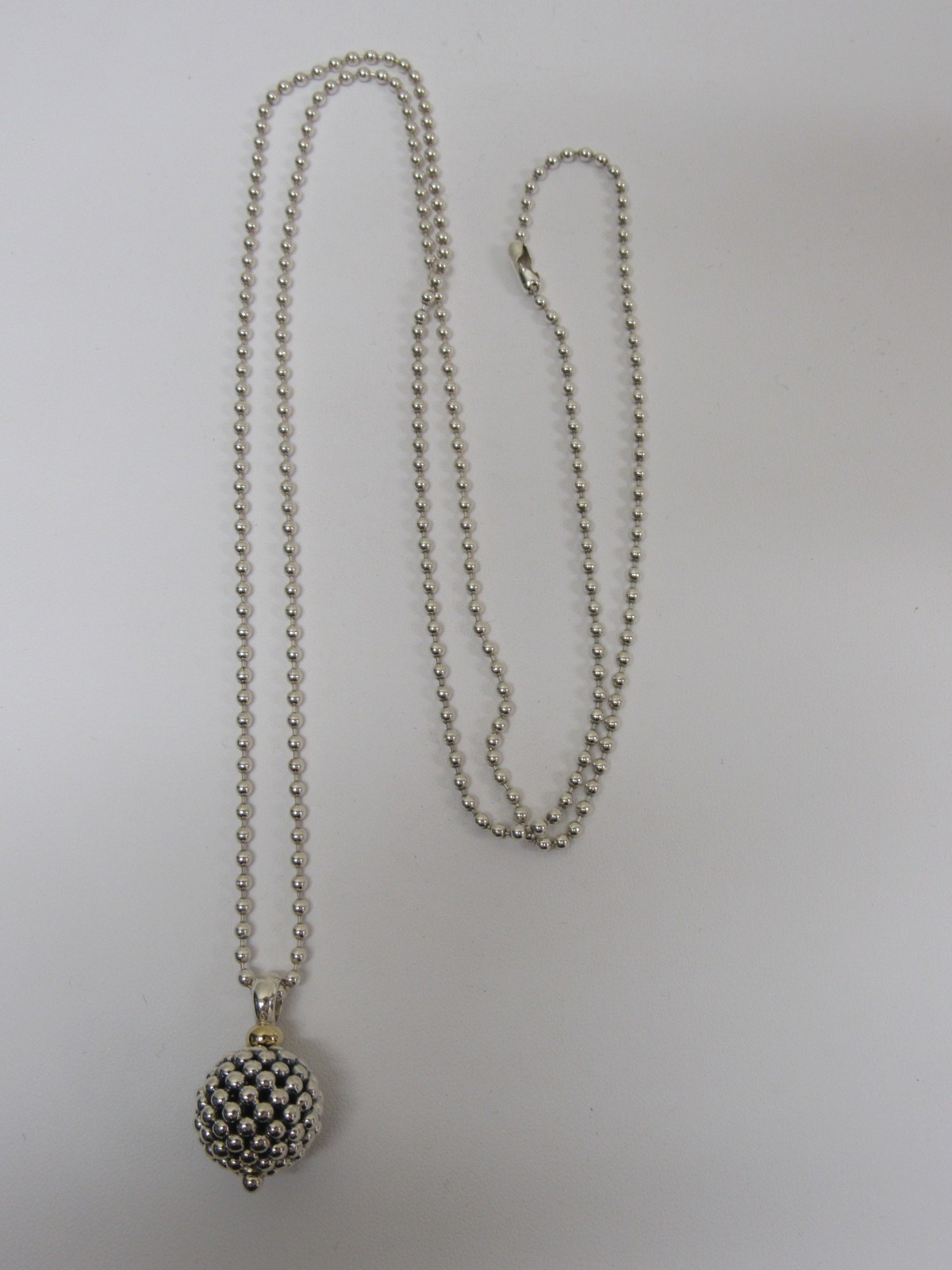 Designer LAGOS Sterling Silver Signature Caviar Beaded Ball Necklace