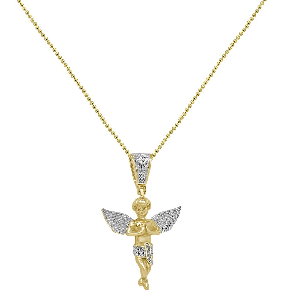 Real Genuine Authentic Natural Diamond 0.30 Ctw. Baby Angel Pendant Charm 1.75″
