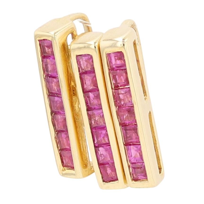 1.05ctw Ruby Offset Articulated Bar Pendant w/o Chain 18k Yellow Gold 3.51 Grams