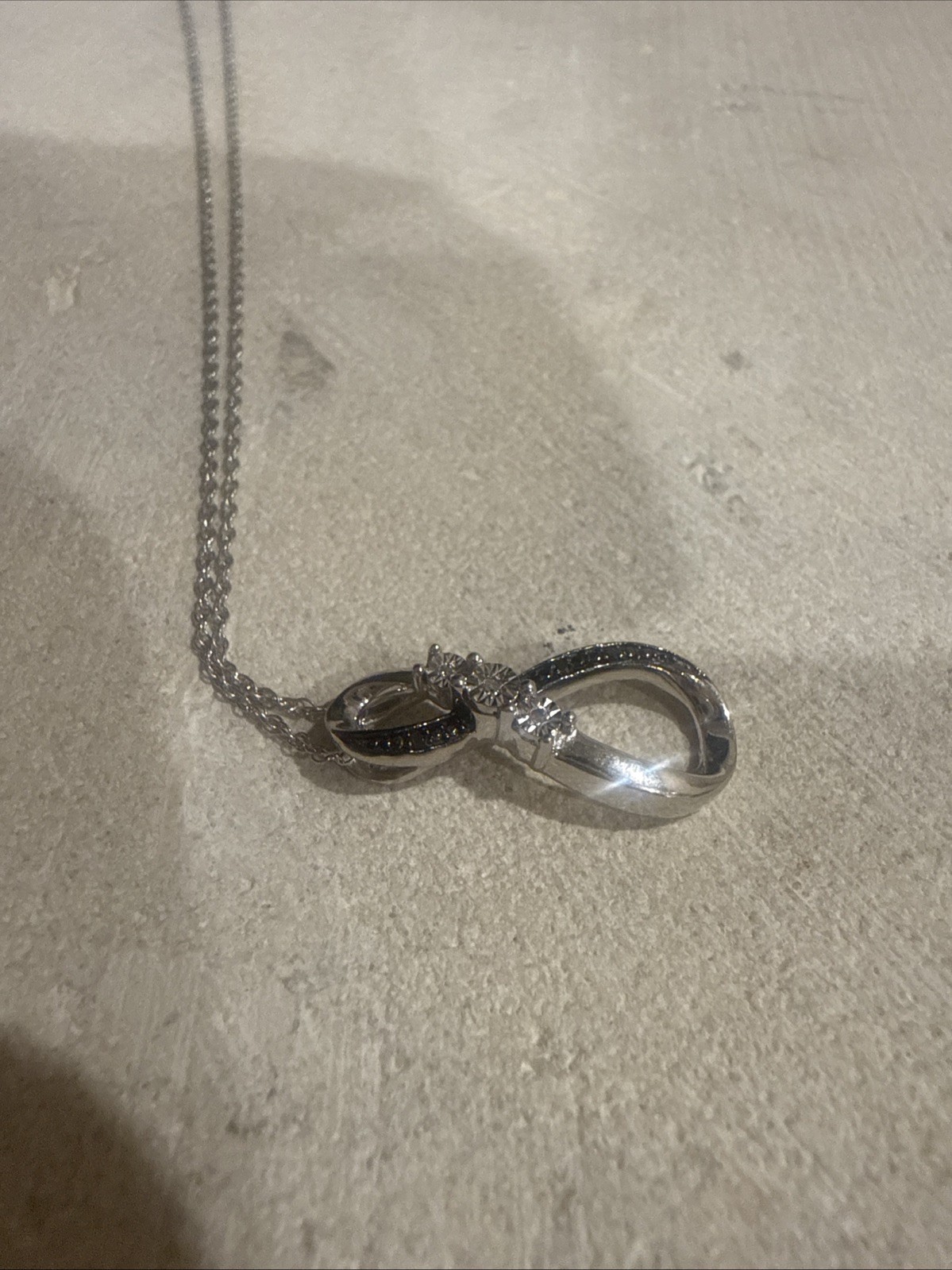 Black and White Diamond Infinity Pendant Necklace 925 Sterling Silver